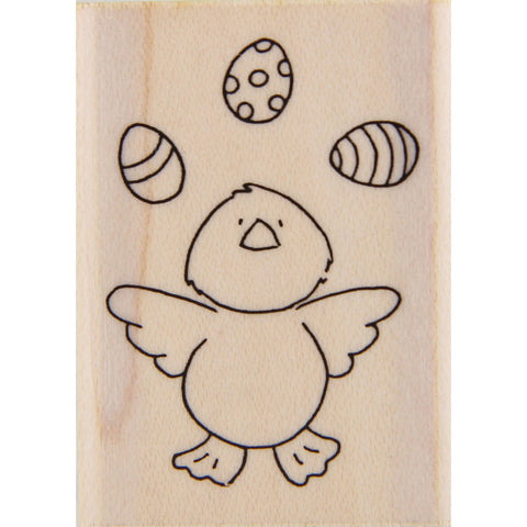 wood stamp - juggling eggs
